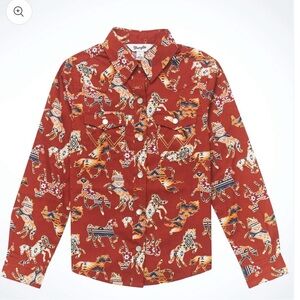 Wrangler Girl's Rustic Horse Pearl-Snap